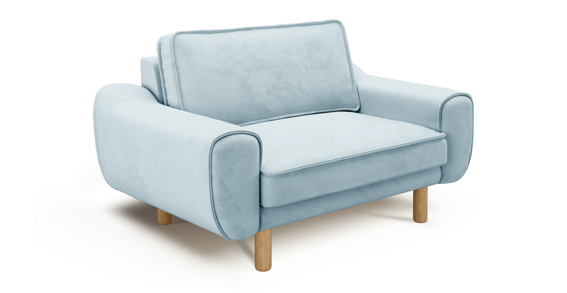 Klem Loveseat Silindir Ahşap Ayak - Dokuma Kadife